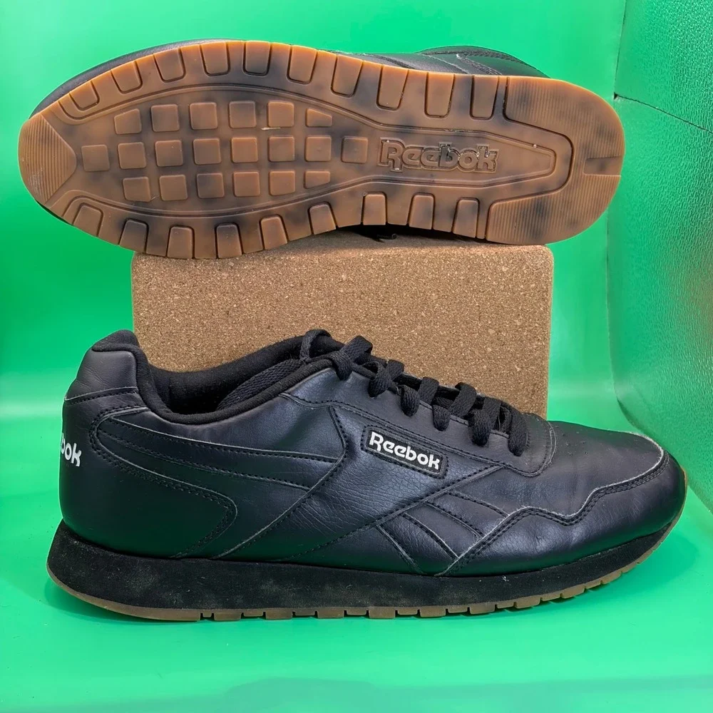 Reebok Classic Harman Leather Mens 11 Black‎ Gum Sole MemoryTech Sneakers CM9204